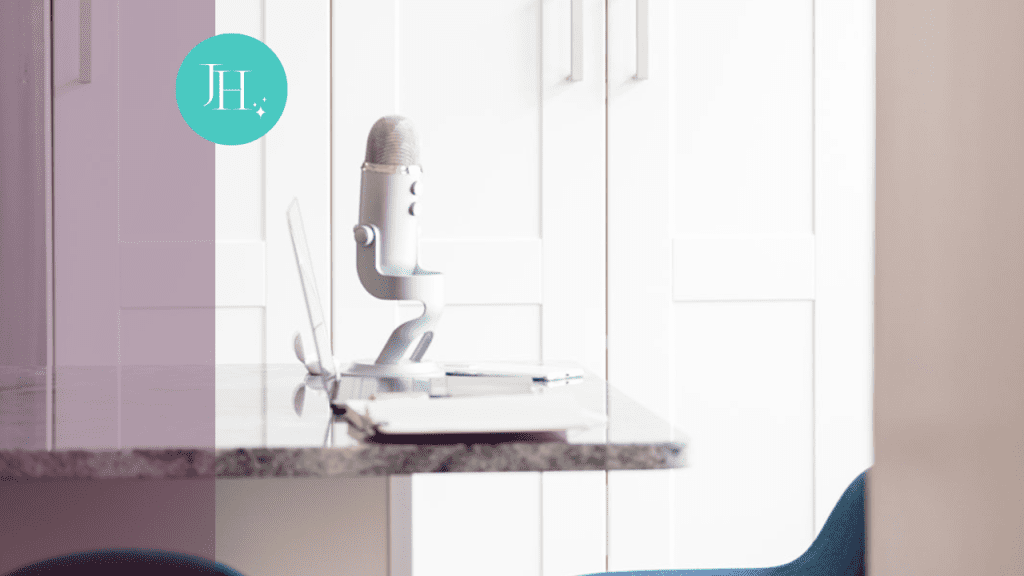 a podcast recording microphone on a table. How to Get a Promotion at Work-Proven Strategies for Career Growth