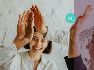 A team celebrating their good work