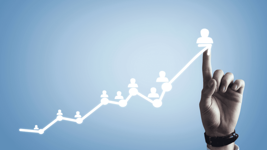 People icon with business growth graph. Personal development and career - Design Your Career